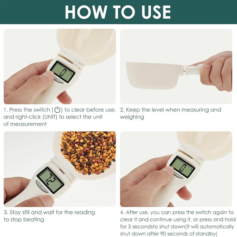 Pet Food Measuring Scoop Electronic Dog Cat Food Measuring Cup Digital Spoon Scale Kitchen Food Scale Pet Cat Dog Accessories