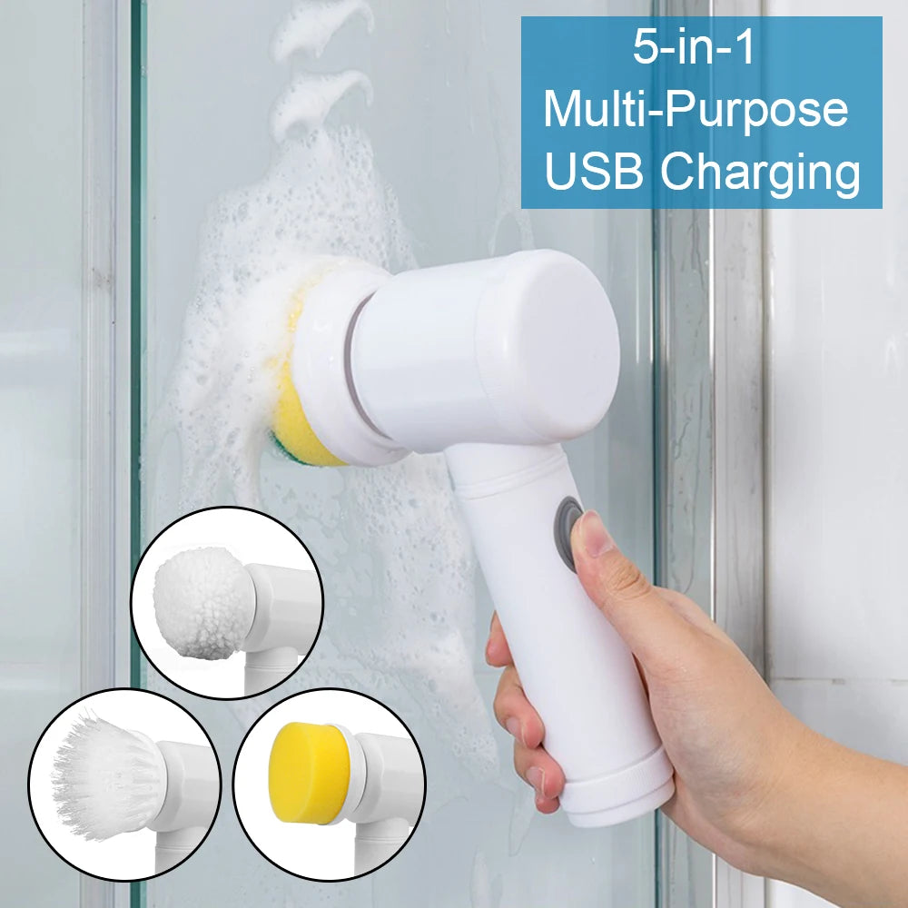 Bathtub Brush USB Type Kitchen Cleaning Tool Handheld Bathroom Wash Brush 5-in-1 Cleaner Sink Electric Cleaning Brush