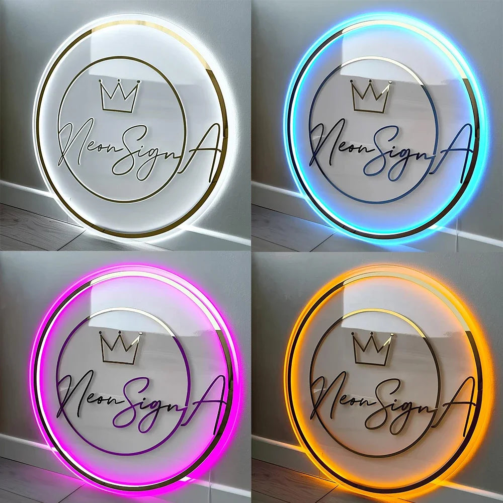 Custom 3D Laser Cut Acrylic Business Logo Sign Office/Beauty Salon Nail Hair Studio Signage Backlit RGB LED Neon Wall Sign