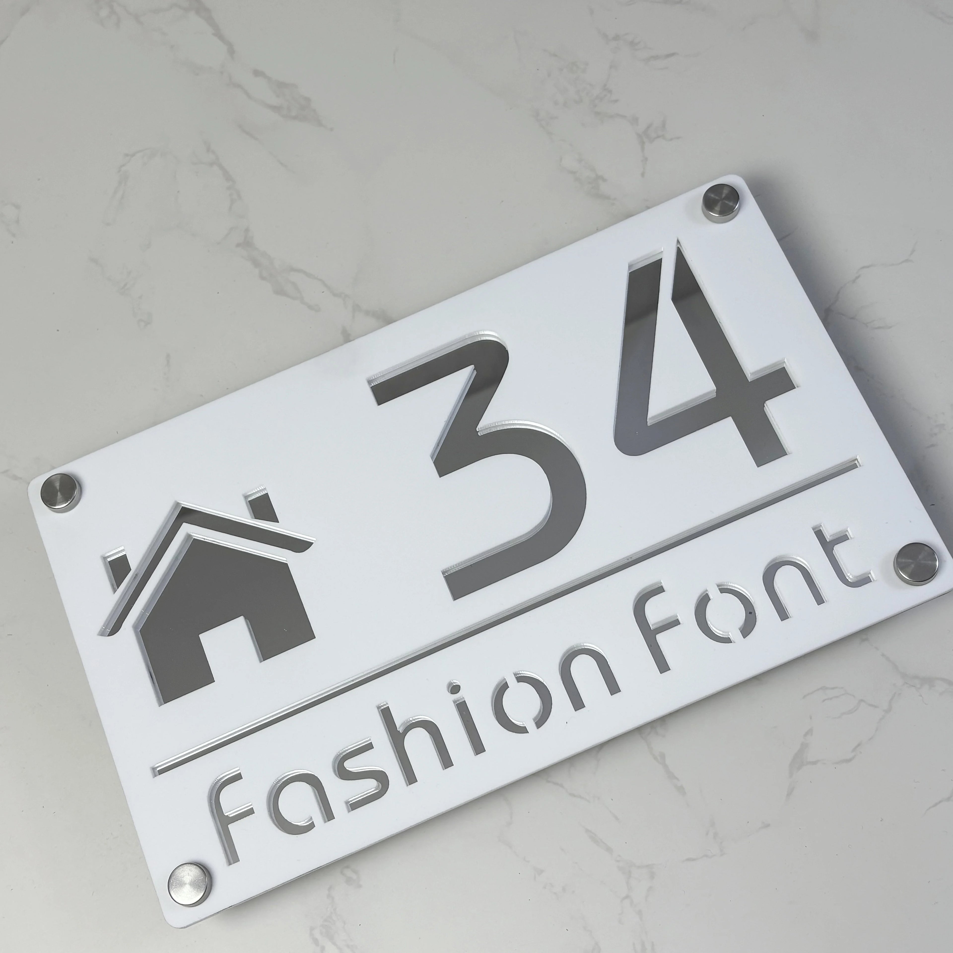 Modern Family Personalized custom House number Sign Outdoor Wall Decor laser-cut acrylic address plaques Name Home gift Plate