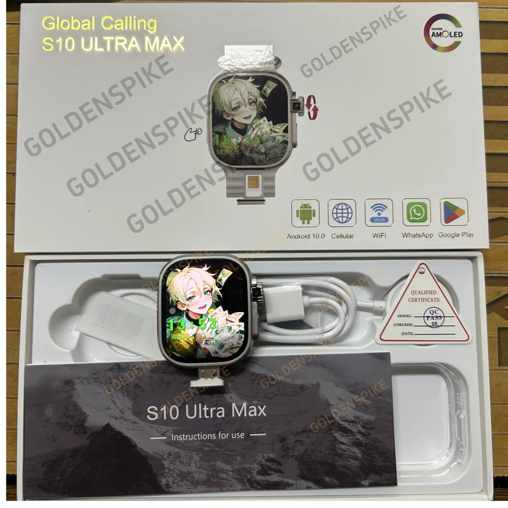 S10 Ultra Max Smartwatch 4G Android 10.0 2.2inch Amoled Rotary Camera Video Call GPS WIFI App Download S10 Ultra Smart Watch Men