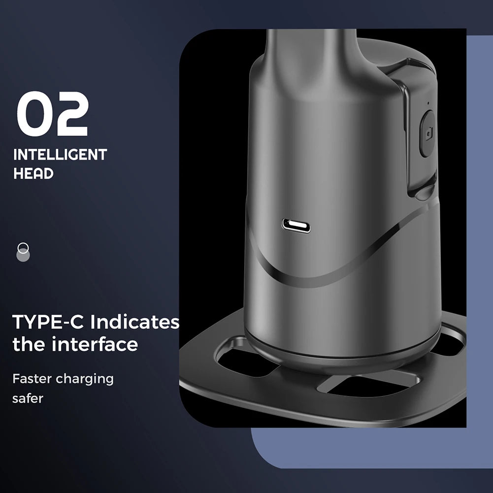 360° Rotating Auto Face Tracking Phone Stand No App Gesture Control Smart Shooting Camera Mount with Selfie Light Remote