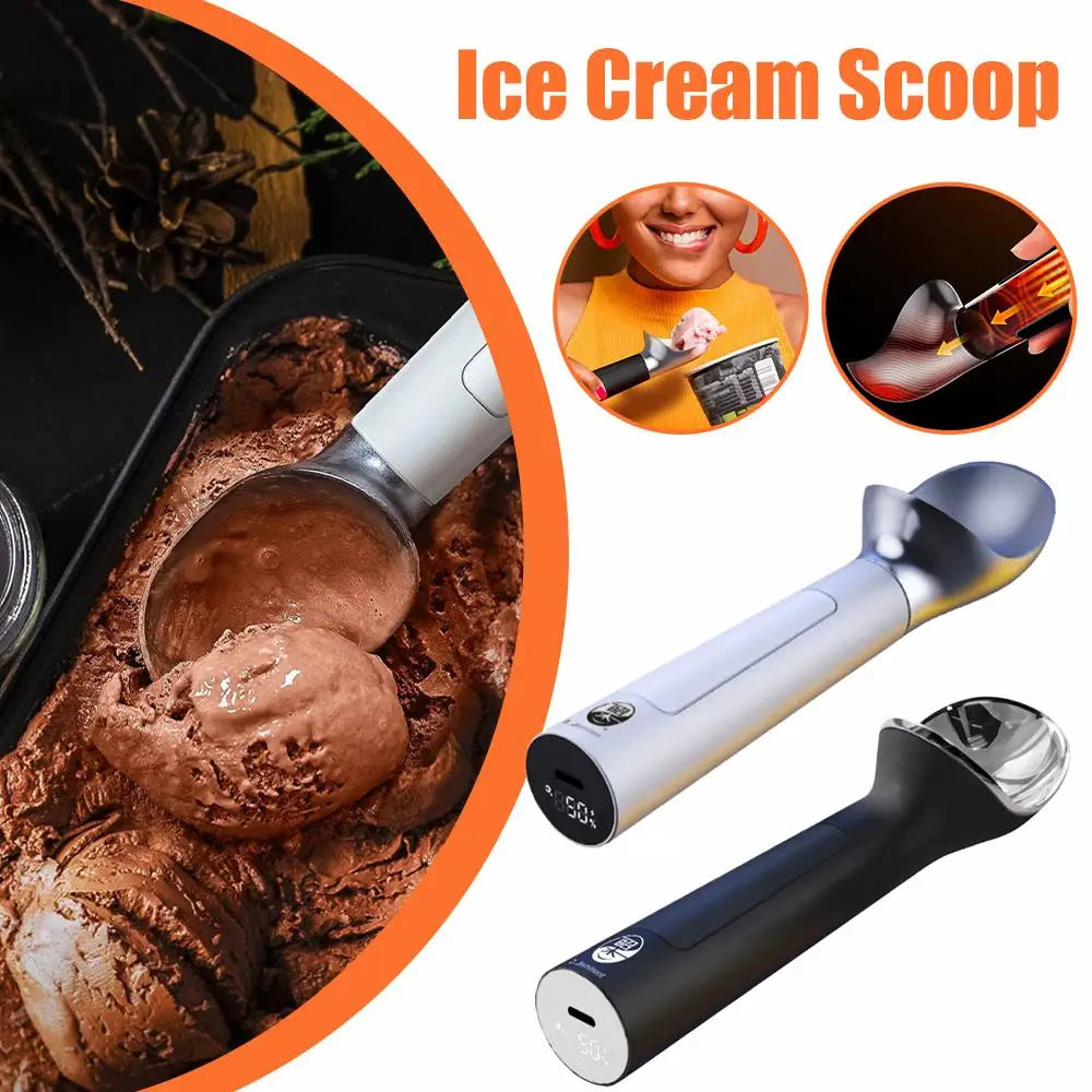 Electric Ice Cream Scoop Heated Spoon Rechargeable With Led Display Easy Scooping Perfect Gift For Ice Cream Lovers Kitchen K7a8