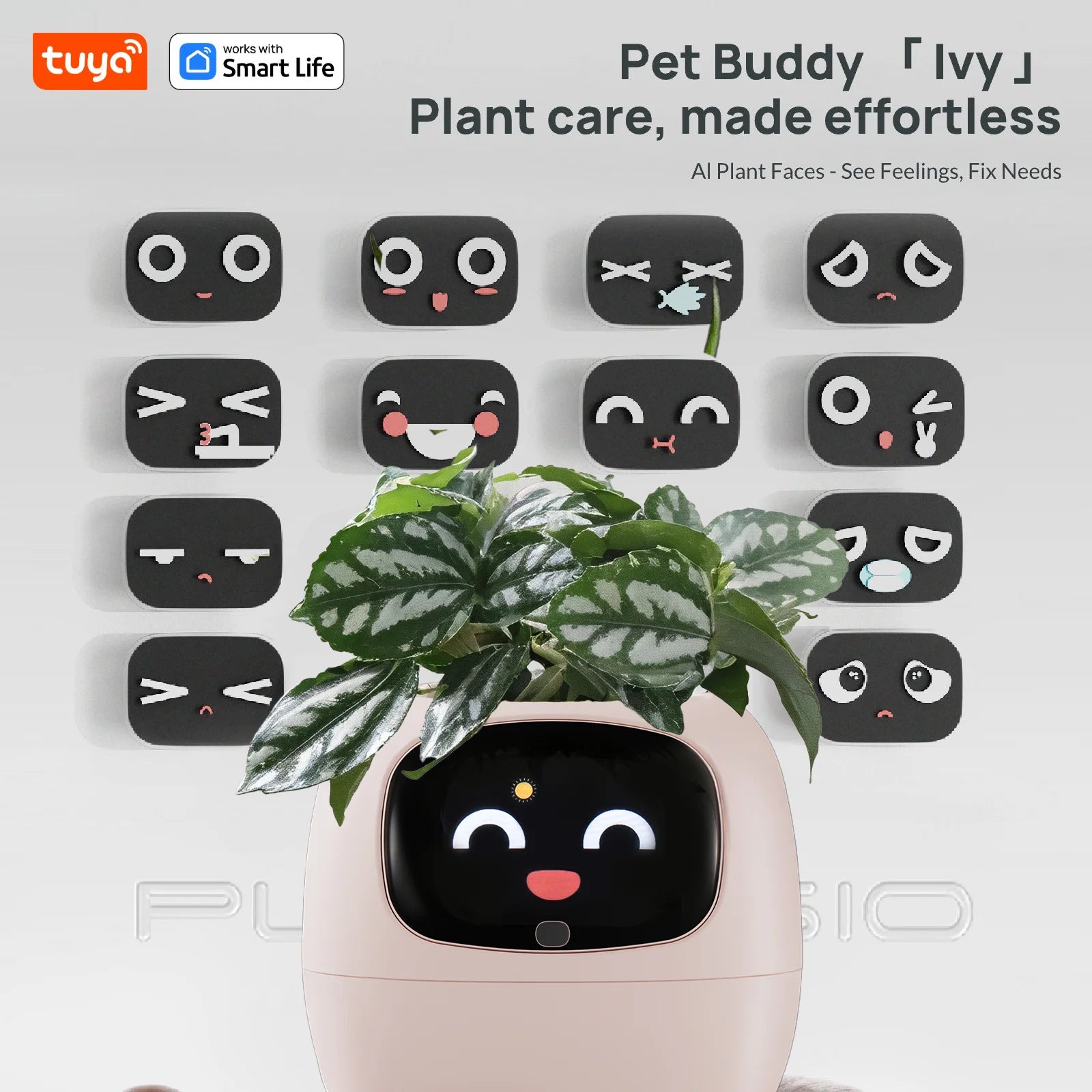 Pet Buddy lvy Plant care,made effortless, Al Plant Faces -See Feelings, Fix Needs  5 Interactive Gestures Unlocka Playful Life