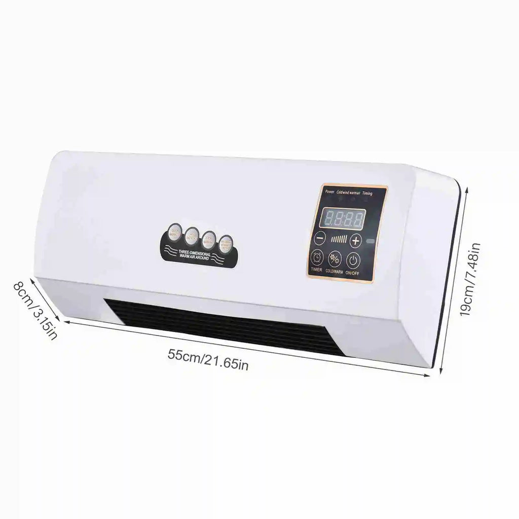 Heater Fan 2 in 1 Heating Nature Wind Timing Digital Display Wall Mounted Space Heater for Home Office Dormitory