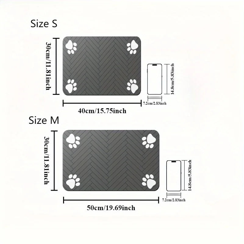 1pc Winter Fast-Drying Diatomaceous Earth Pet Feeding Mat, Absorbent,Easy to Clean with Paw Print Design dog accessories
