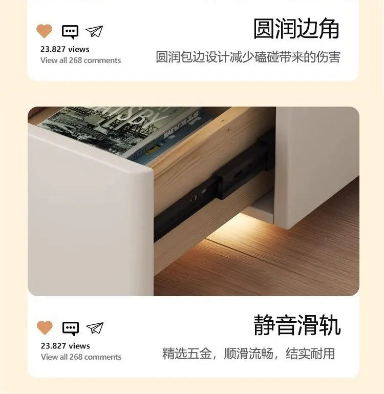Smart Nightstand with Wireless Charger Bluetooth Speaker Sensor Light Ambient Lamp Password Lock Bedside Table for Bedroom