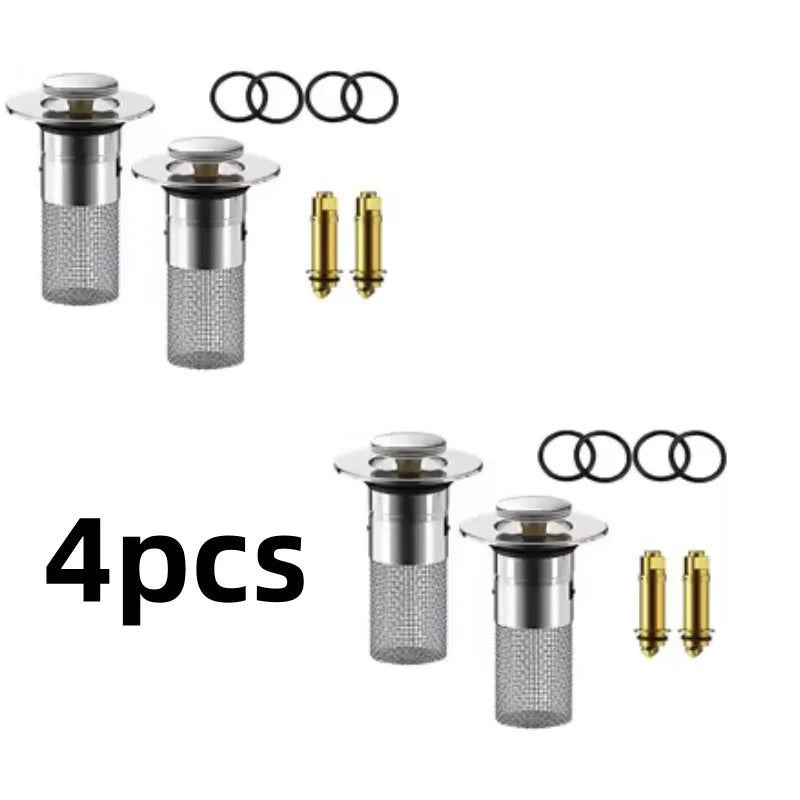 2026 new washbasin leak proof plug, stainless steel odor proof bullet core, pressure type sink drainage pipe, universal accessor