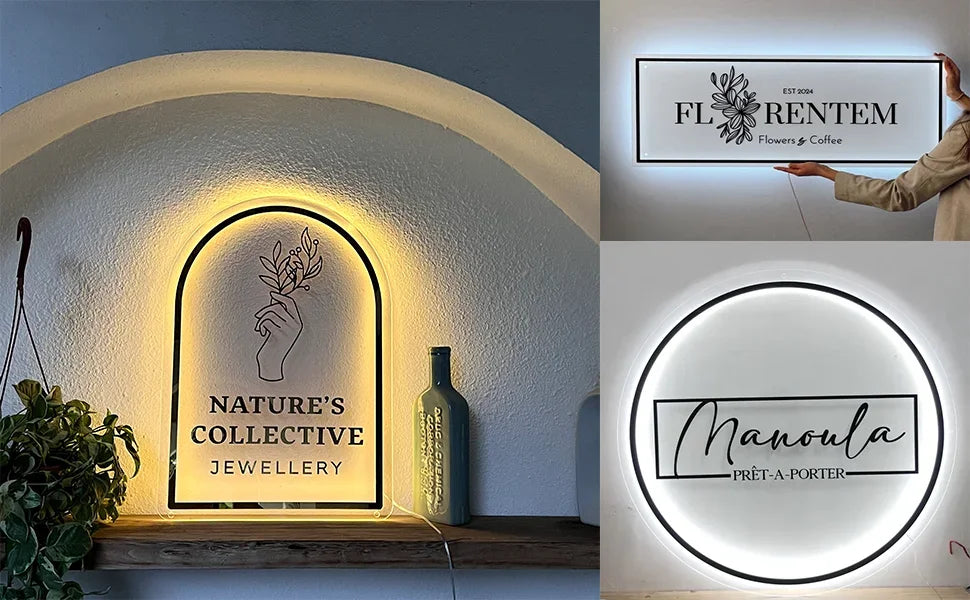Custom 3D Laser Cut Acrylic Business Logo Sign Office/Beauty Salon Nail Hair Studio Signage Backlit RGB LED Neon Wall Sign