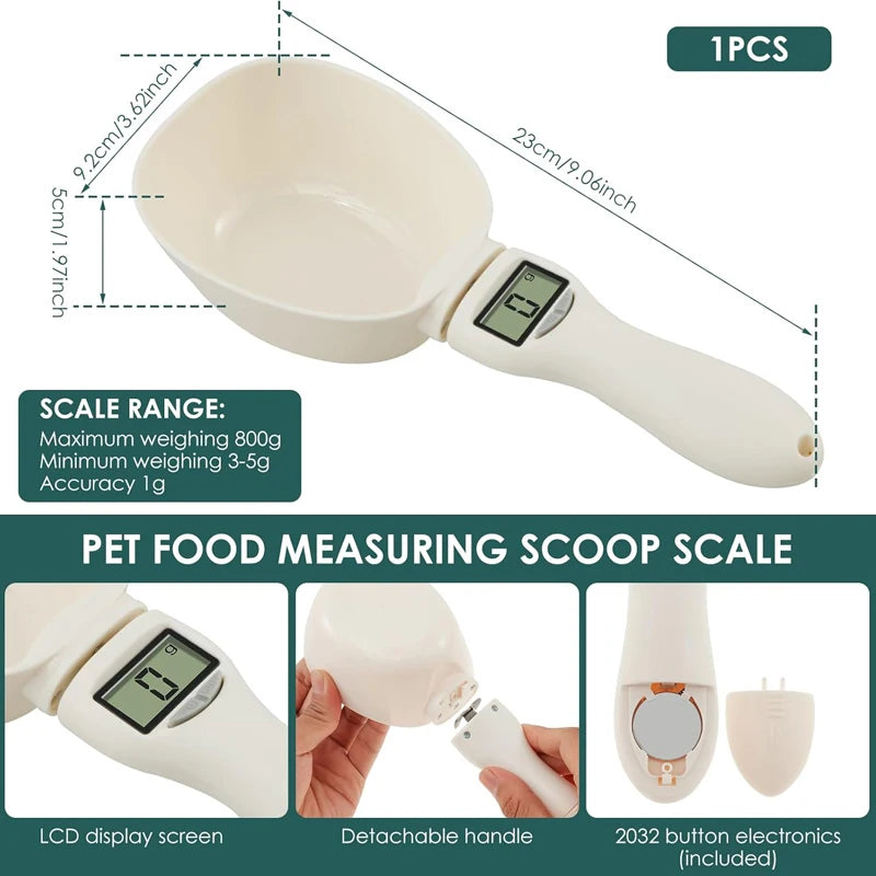 Pet Food Measuring Scoop Electronic Dog Cat Food Measuring Cup Digital Spoon Scale Kitchen Food Scale Pet Cat Dog Accessories
