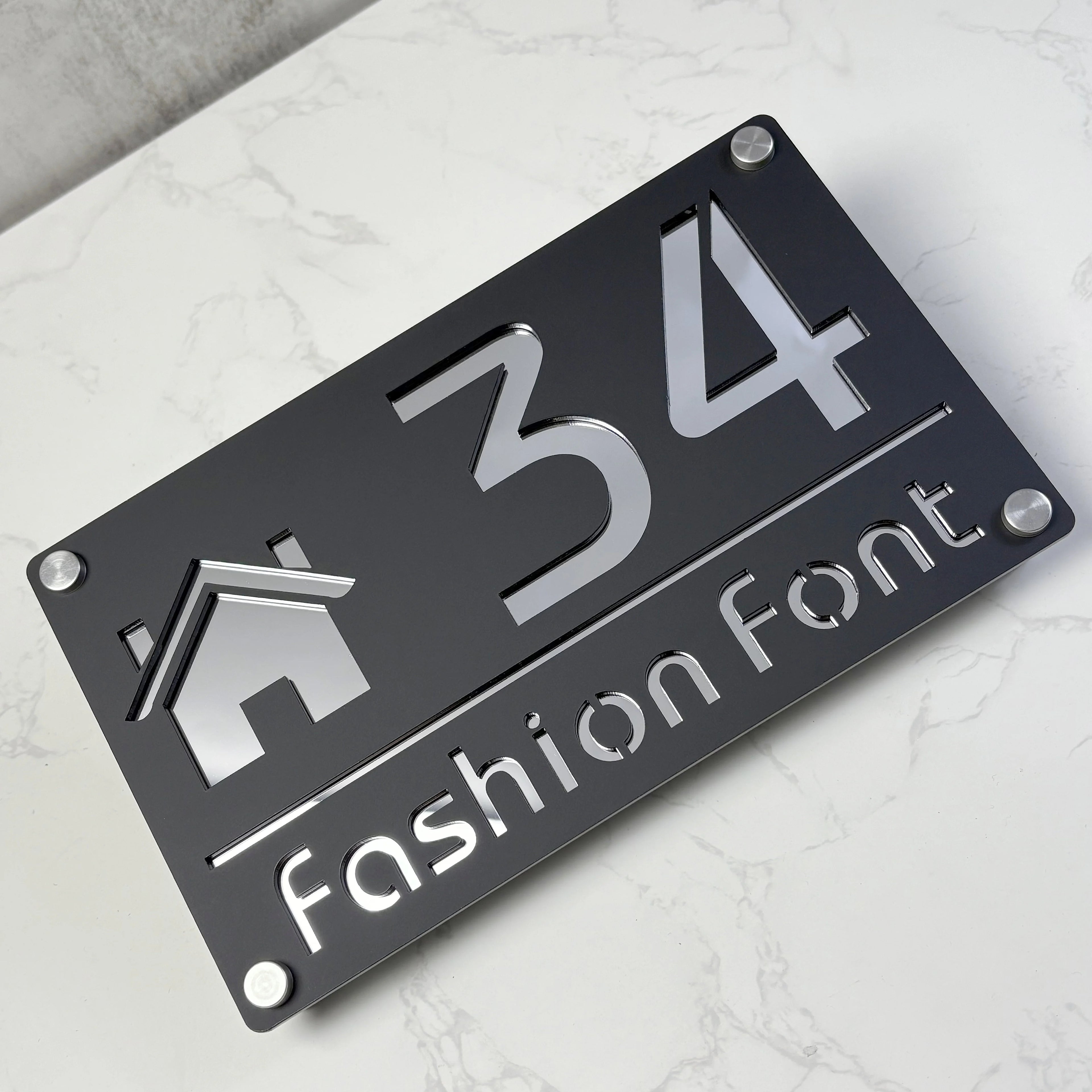 Modern Family Personalized custom House number Sign Outdoor Wall Decor laser-cut acrylic address plaques Name Home gift Plate