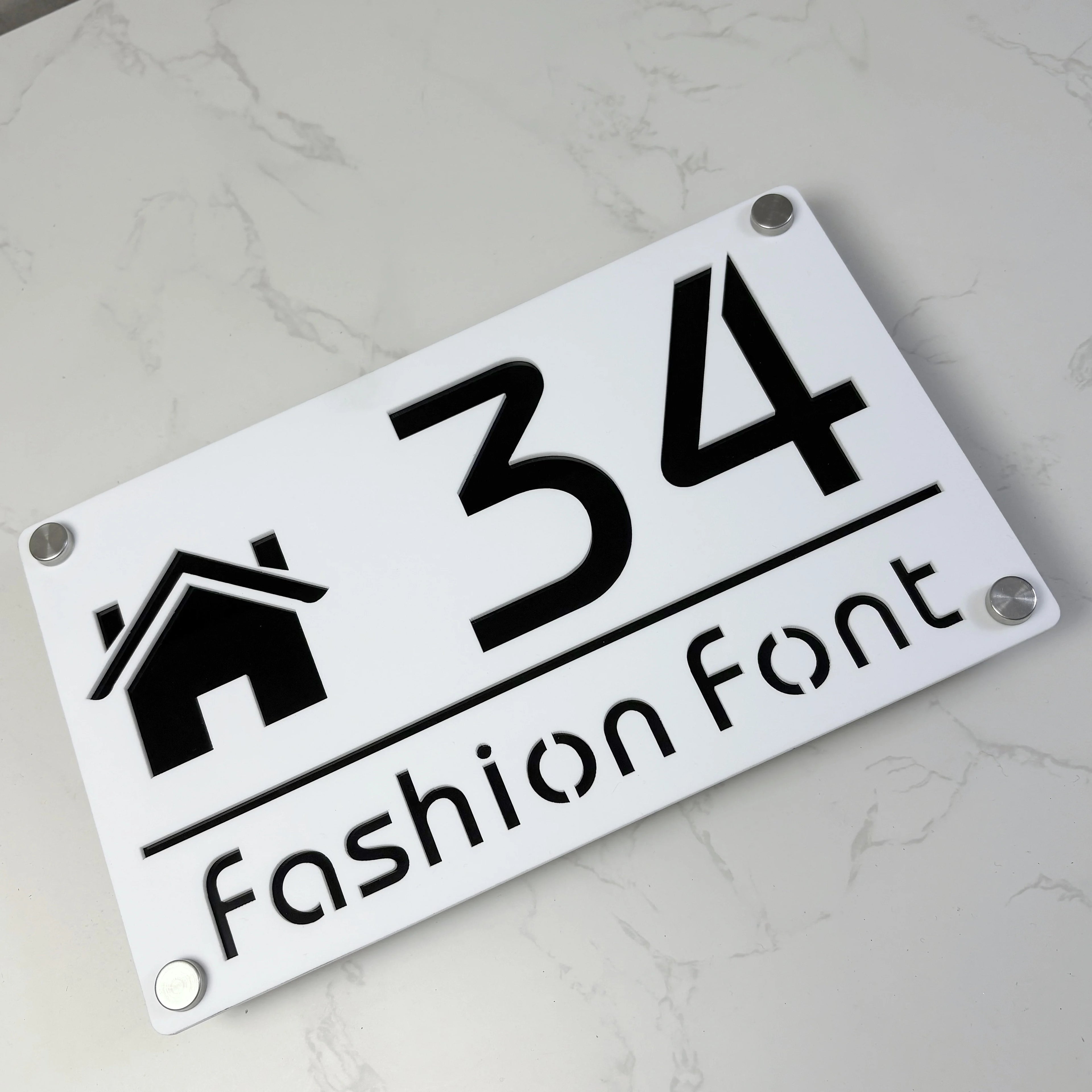 Modern Family Personalized custom House number Sign Outdoor Wall Decor laser-cut acrylic address plaques Name Home gift Plate