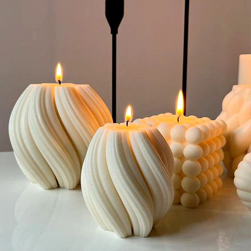 3D Geometric Wave Candle Mold