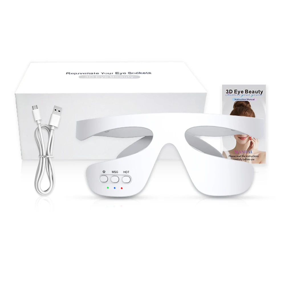 Eye Massager 3 Gear Red light Remove Eye Bags Dark Circles Puffiness Hot Compress Eye Relieve Eye Fatigue Wireless Use