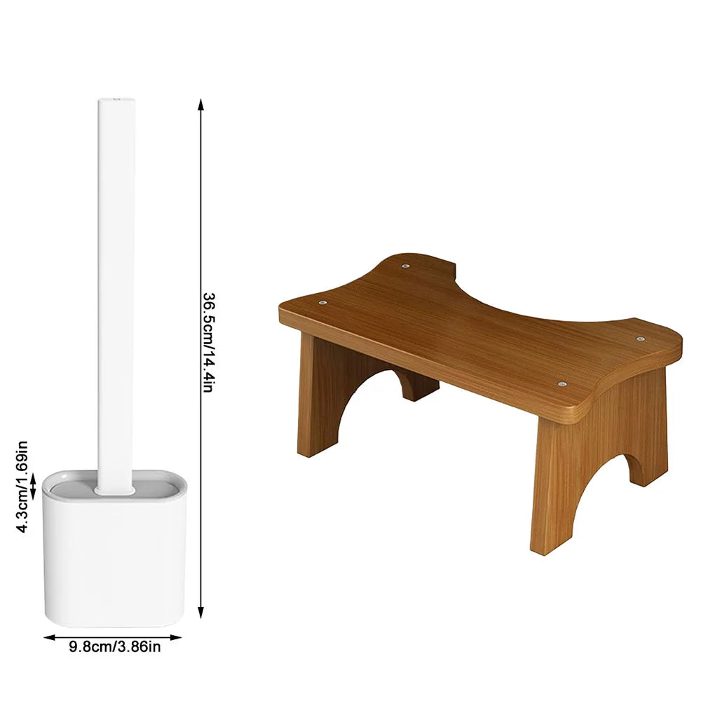 Bamboo Toilet Stool Toilet Brush Non-Slip Potty Seat Children Pregnant Foot Restroom Older Squat Bench Home Travel Kid Poop Seat