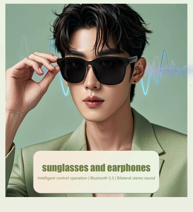 GS08 Smart Glasses with AI Assistant, Music/Calls, Noise Reduction, Anti-Blue Light, UV400, BT TWS for Men & Women