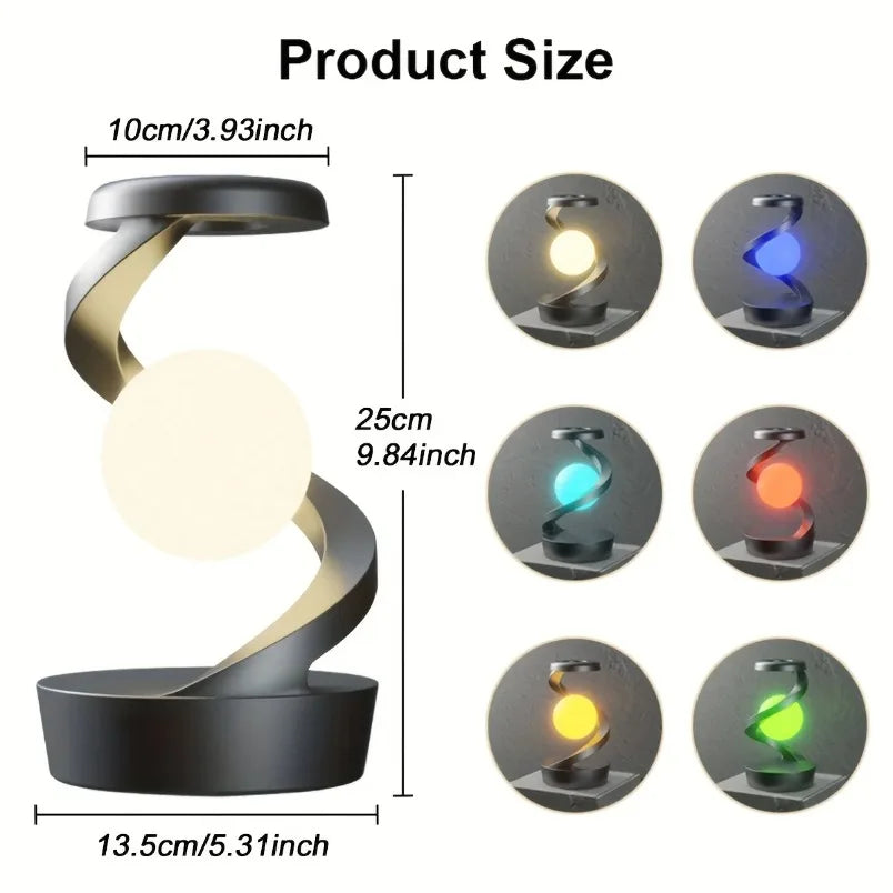 Wireless Charging Rotating Suspension Night Light Hand-waving Control RGB Atmosphere Table Lamp For Bedroom Office Decor