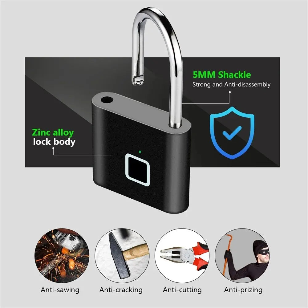 KERUI Keyless USB Charging Fingerprint Smart Lock Waterproof Unlock Portable Lock Anti-theft Security Door Lock Padlock Electric