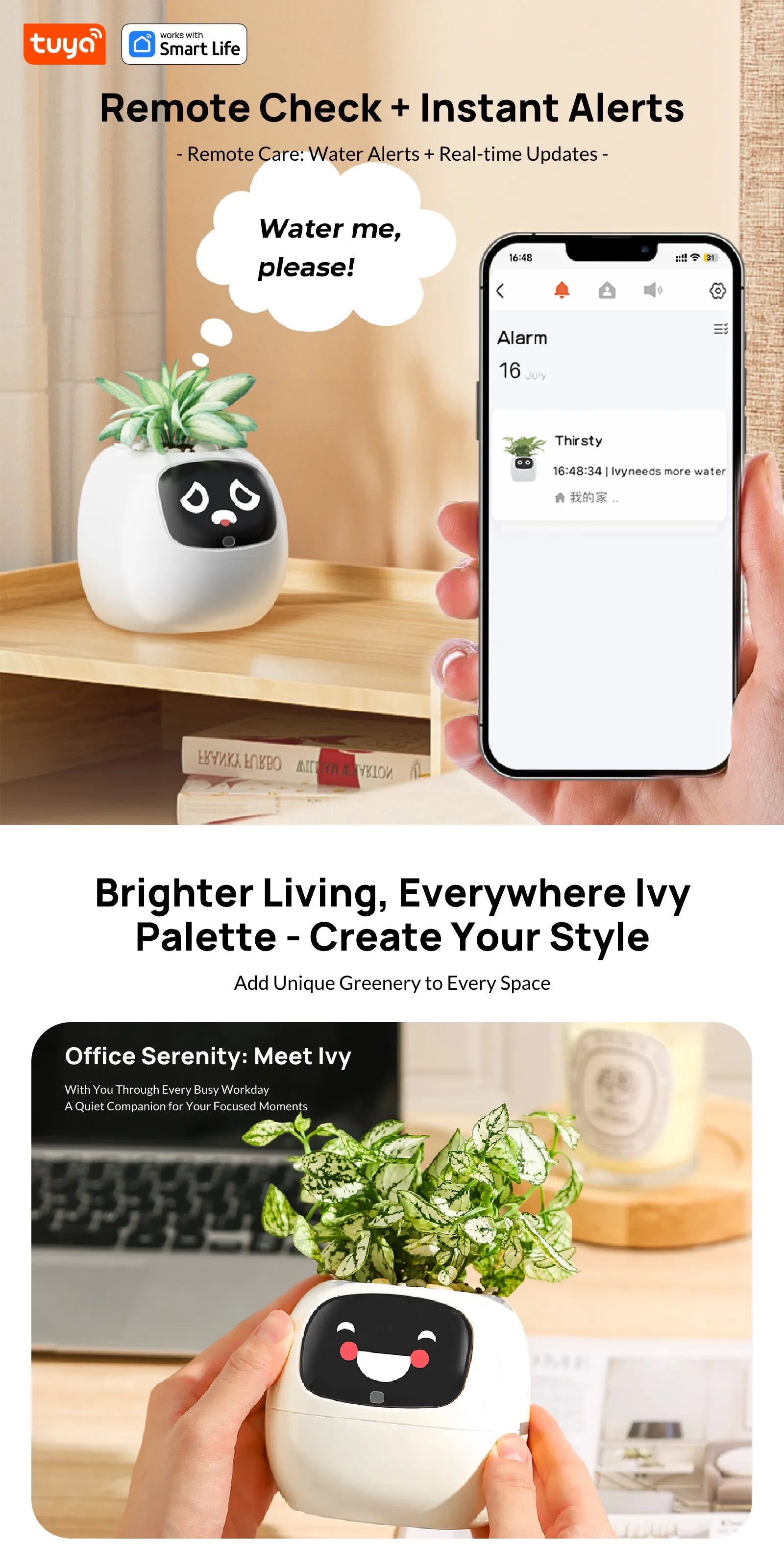 Pet Buddy lvy Plant care,made effortless, Al Plant Faces -See Feelings, Fix Needs  5 Interactive Gestures Unlocka Playful Life