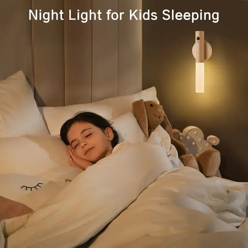 Smart Motion Sensor Night Light LED Rechargeable Magnetic Wall Lamp Portable for Hallway Bedroom Stairs Bathroom Cabinets Decor