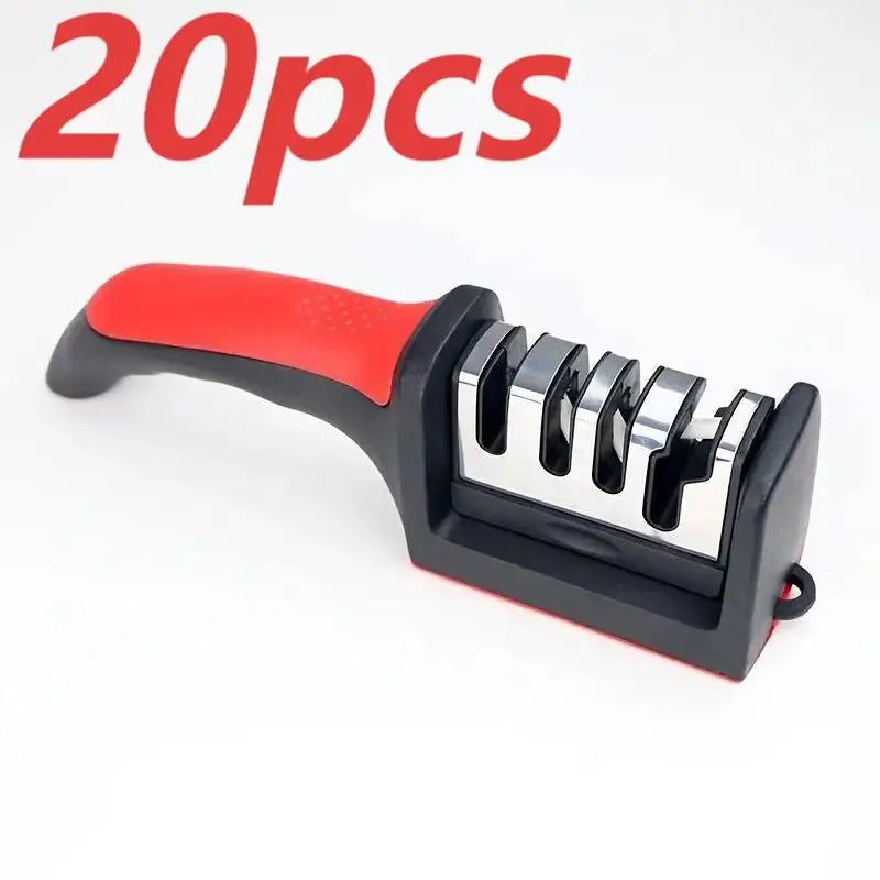 4 in1 Knife Sharpener, 4 Stage Manual Sharpener for Sharpening Kitchen Knives - Ceramic Stone, Tungsten Carbide Plates, Diamond