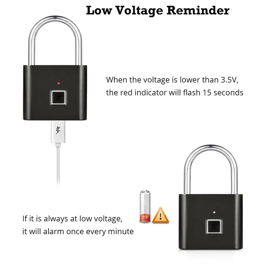 KERUI Keyless USB Charging Fingerprint Smart Lock Waterproof Unlock Portable Lock Anti-theft Security Door Lock Padlock Electric