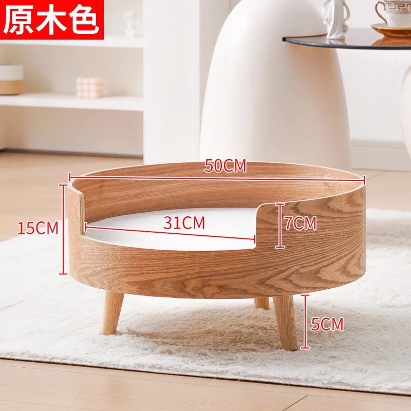 ‌Wooden Pet Sofa Bed - Washable Cat House for Small Dogs, Cozy Pet Bed with Removable Cover, Indoor/Outdoor Use
