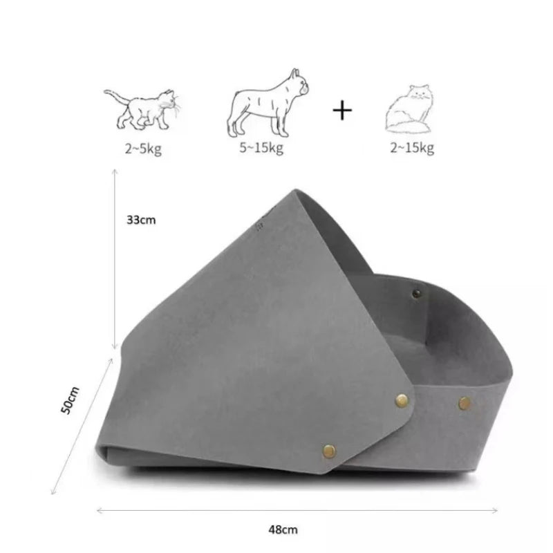 Pet Cat Nest Semi Enclosed Felt Cat Bed All Seasons Foldable Lock Pets House Washable Creative Cat House Cat Accesories