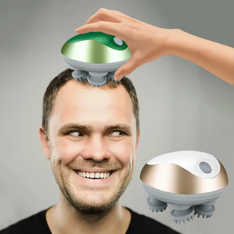 USB charging handheld multifunctional head kneading massager, 3-speed adjustment, mimicking human finger massage