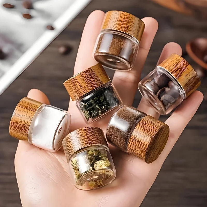 6 - Pack Mini Glass Dispenser Bottles - Ounce Portable Containers, Suitable for Traveling, Picnics, Camping, and Kitchen Use