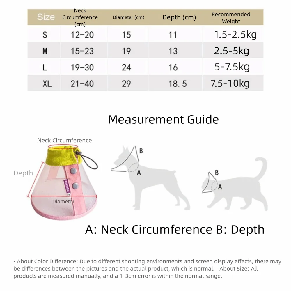Anti-Bite Cat Elizabeth Collar Breathable Adjustable Cat Neck Protective Circle Snap Button Comfortable Pet Neck Cone