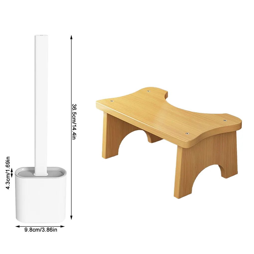 Bamboo Toilet Stool Toilet Brush Non-Slip Potty Seat Children Pregnant Foot Restroom Older Squat Bench Home Travel Kid Poop Seat