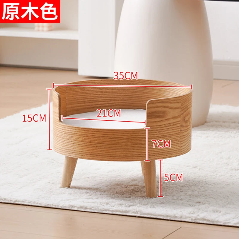 ‌Wooden Pet Sofa Bed - Washable Cat House for Small Dogs, Cozy Pet Bed with Removable Cover, Indoor/Outdoor Use