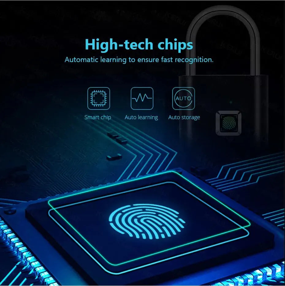 KERUI Keyless USB Charging Fingerprint Smart Lock Waterproof Unlock Portable Lock Anti-theft Security Door Lock Padlock Electric