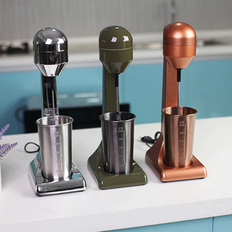 Double Head Electric Milk Frother Vertical Milk Foam Machine Coffee Drink Mixer for Home Bar Electric Milkshake Machine 220V EU