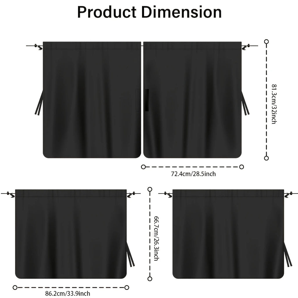 4pcs Car Privacy Curtain Set Window Shade Privacy Travel Nap Night Car Camping Detachable Simple Curtain