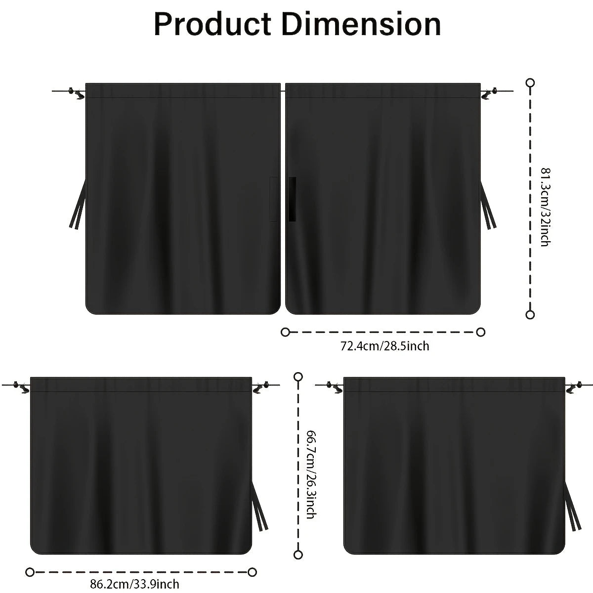 4pcs Car Privacy Curtain Set Window Shade Privacy Travel Nap Night Car Camping Detachable Simple Curtain