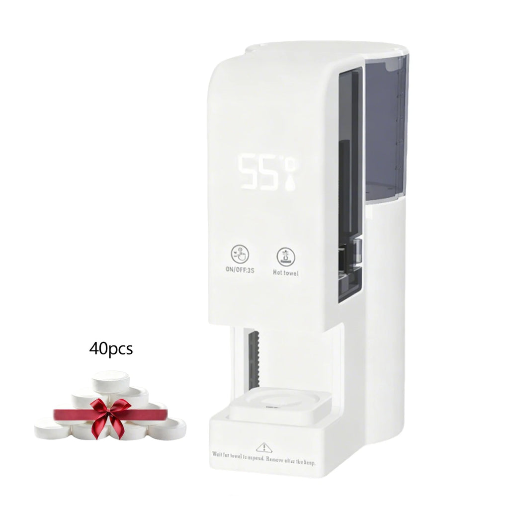 Hot Face Towel Warmer Machine Dispenser 5-Second Warming Disposable with 55°C Constant Temperature & Voice Alerts, Portable