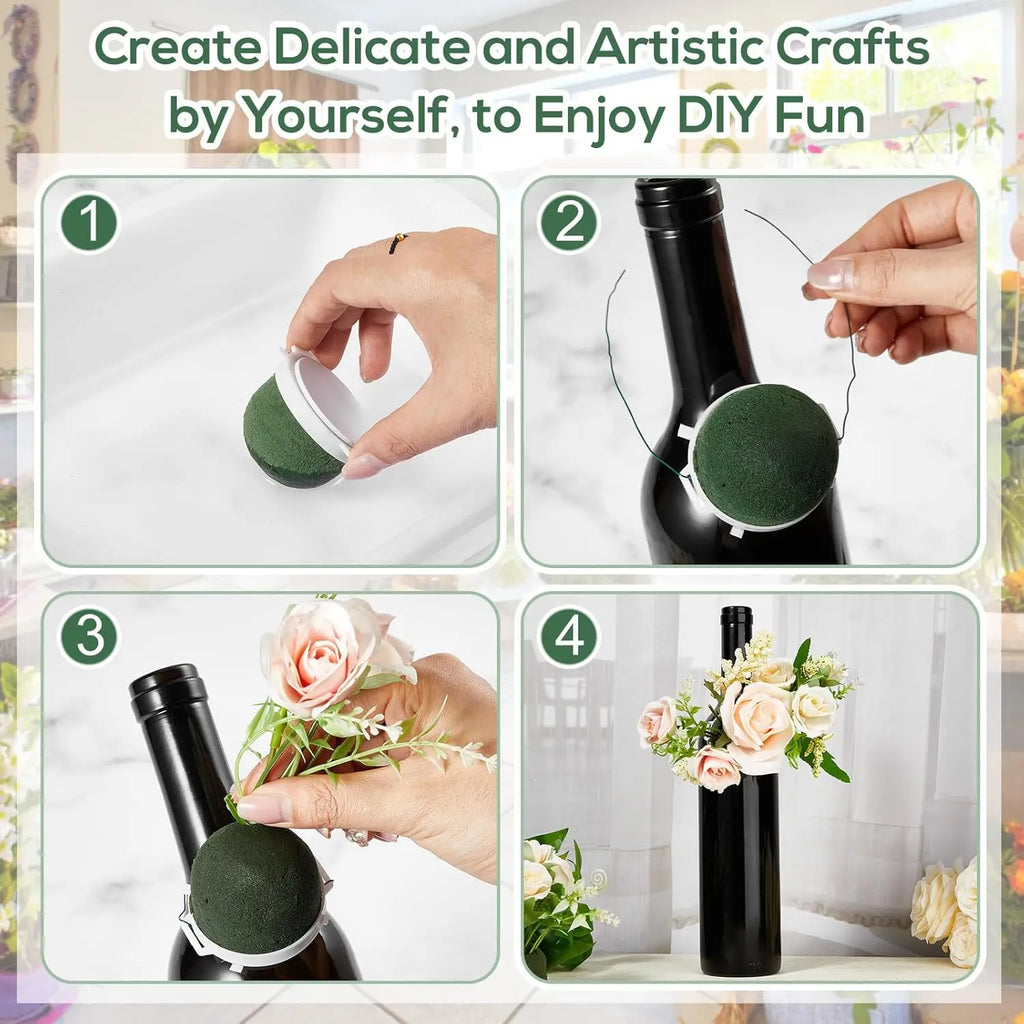 3 Pcs Mini Floral Foam Holder Flower Foam for Fresh Flowers Green Floral Foam for Table Wedding Wine Bottle Decor