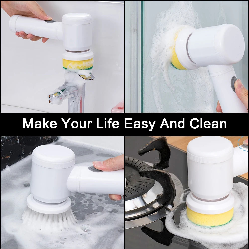 Bathtub Brush USB Type Kitchen Cleaning Tool Handheld Bathroom Wash Brush 5-in-1 Cleaner Sink Electric Cleaning Brush