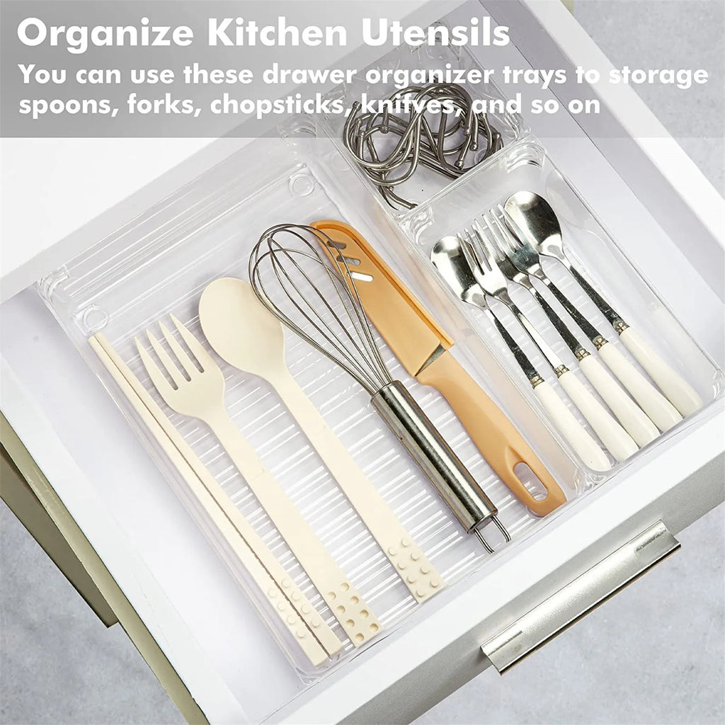 10-Piece Clear Drawer Organizer Set