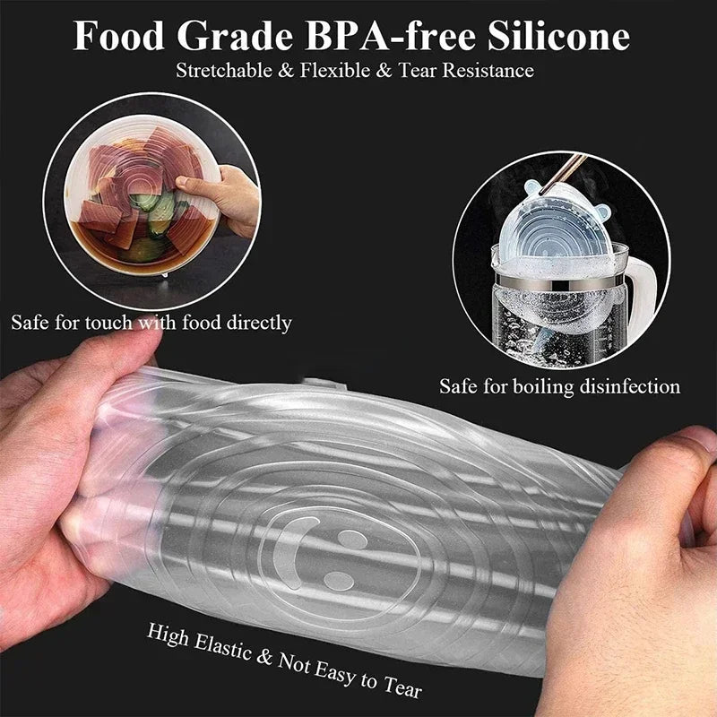 Reusable Silicone Stretch Lids for Food Storage