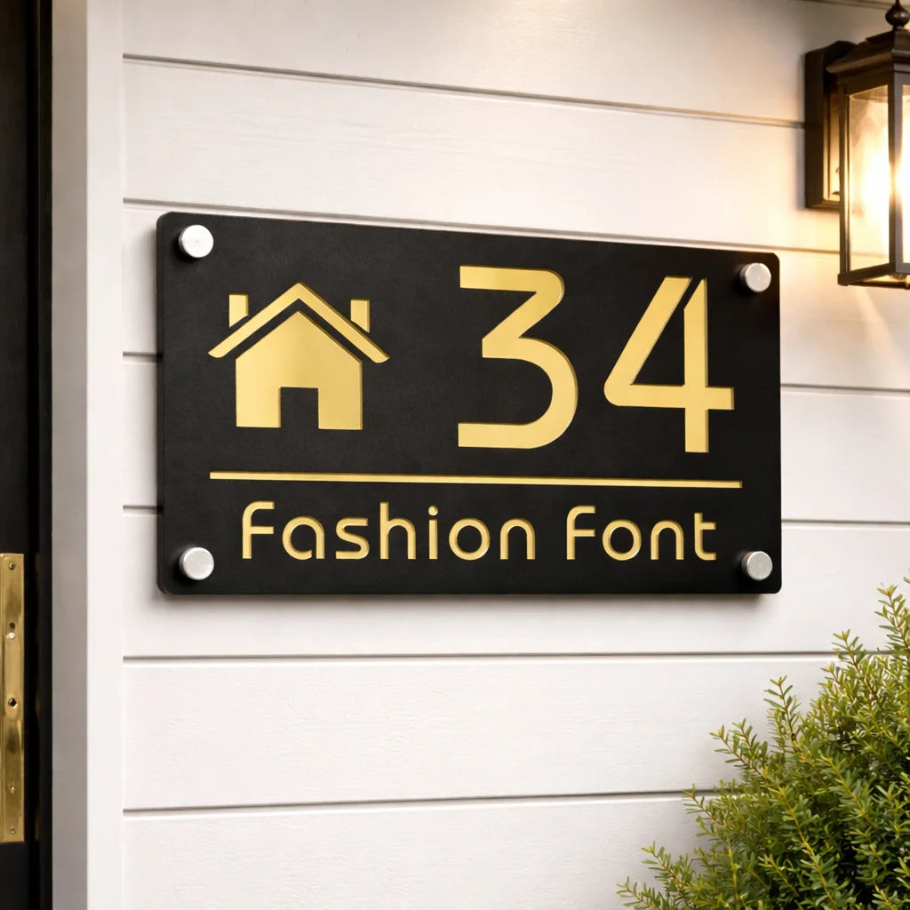 Modern Family Personalized custom House number Sign Outdoor Wall Decor laser-cut acrylic address plaques Name Home gift Plate