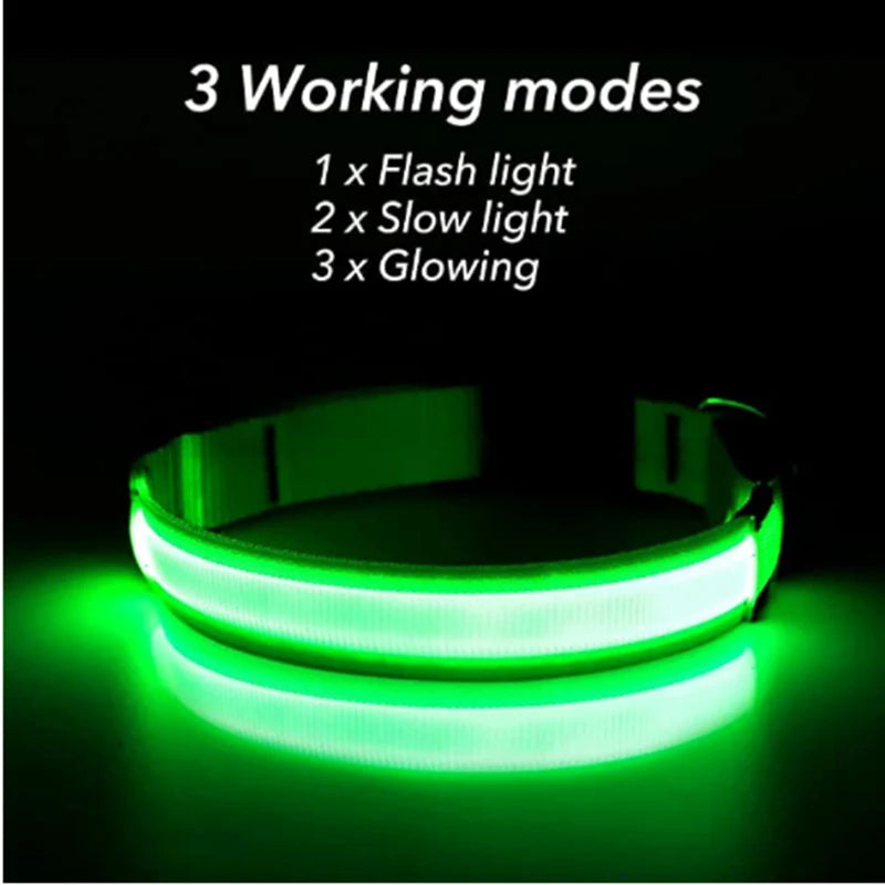 USB Rechargeable LED Glowing Collar for Pets
