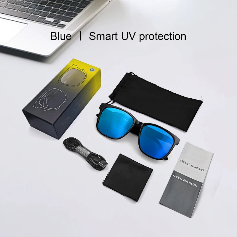 GS08 Smart Glasses with AI Assistant, Music/Calls, Noise Reduction, Anti-Blue Light, UV400, BT TWS for Men & Women