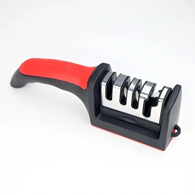 4 in1 Knife Sharpener, 4 Stage Manual Sharpener for Sharpening Kitchen Knives - Ceramic Stone, Tungsten Carbide Plates, Diamond