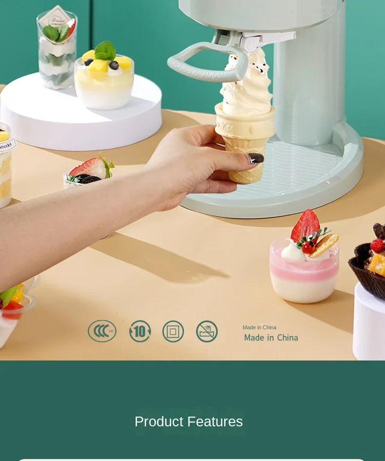 Ice Cream Machine Small Homemade Automatic, Household Mini Fruit Ice Cream Machine Children's DIY Cone Ice Cream Machine