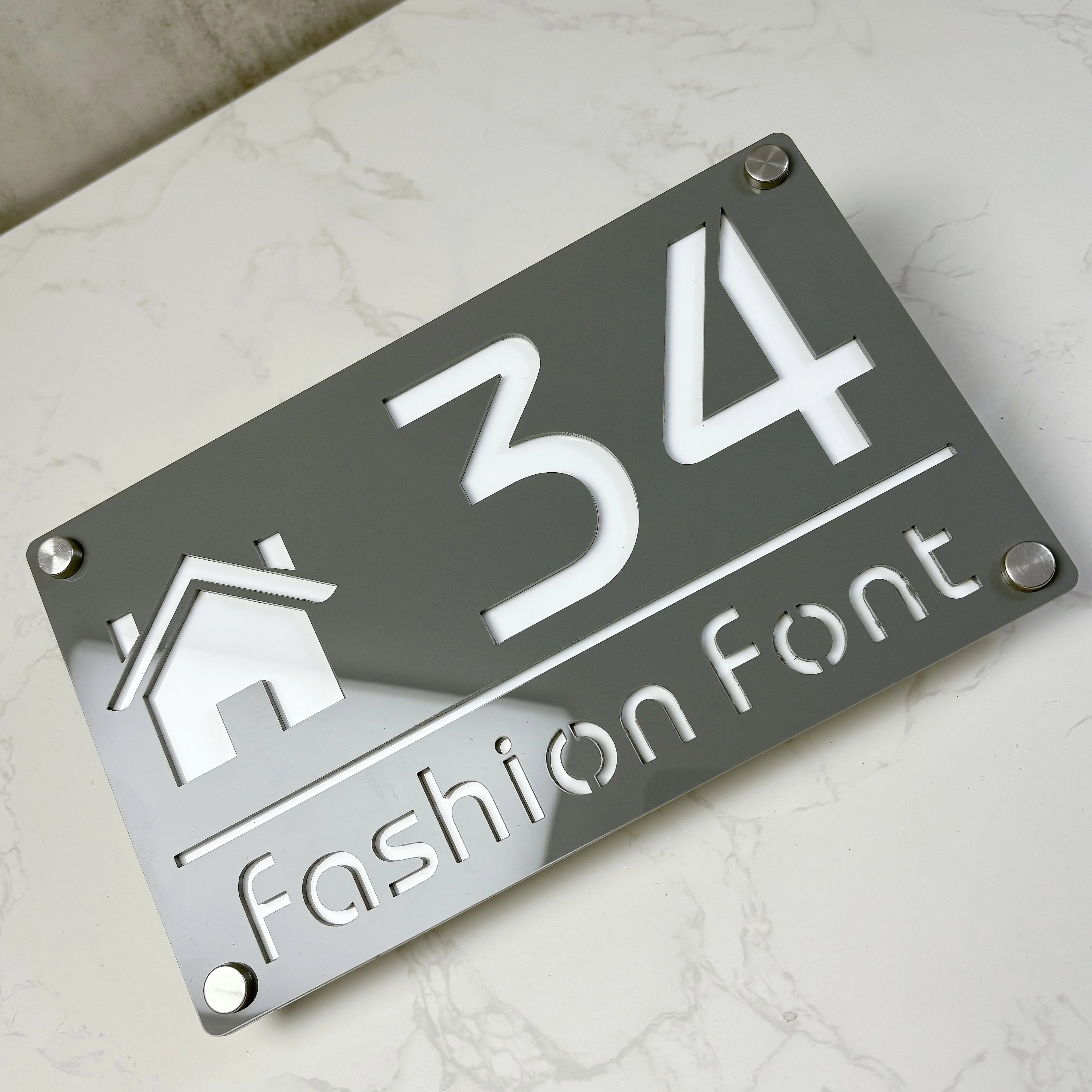 Modern Family Personalized custom House number Sign Outdoor Wall Decor laser-cut acrylic address plaques Name Home gift Plate
