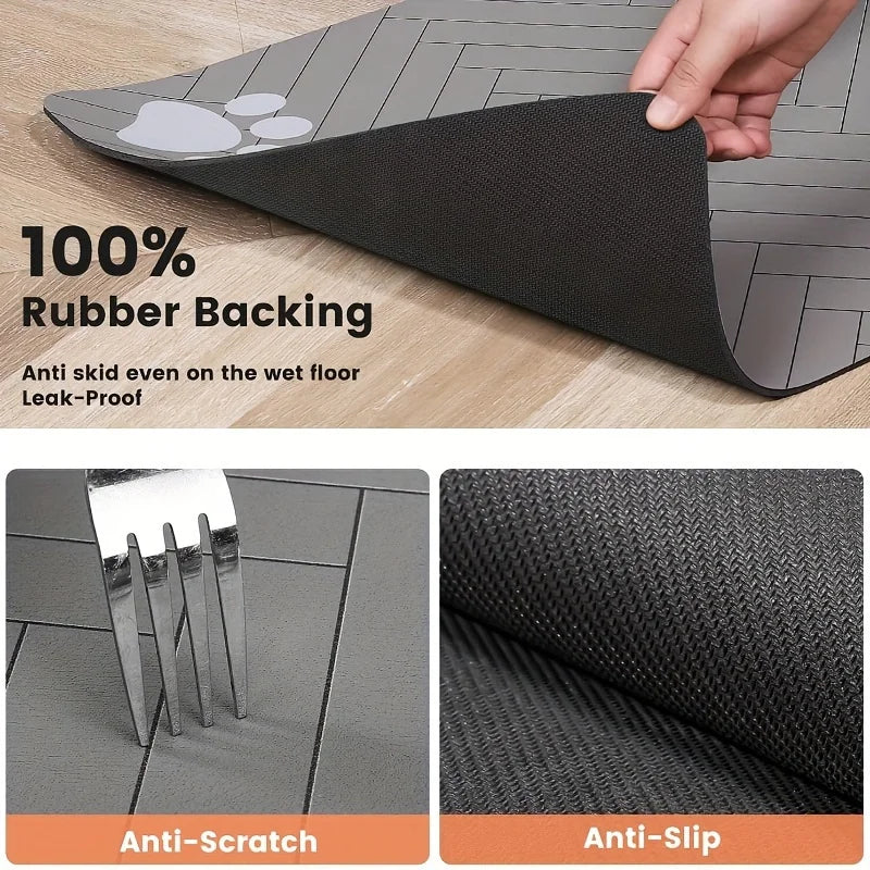 1pc Winter Fast-Drying Diatomaceous Earth Pet Feeding Mat, Absorbent,Easy to Clean with Paw Print Design dog accessories