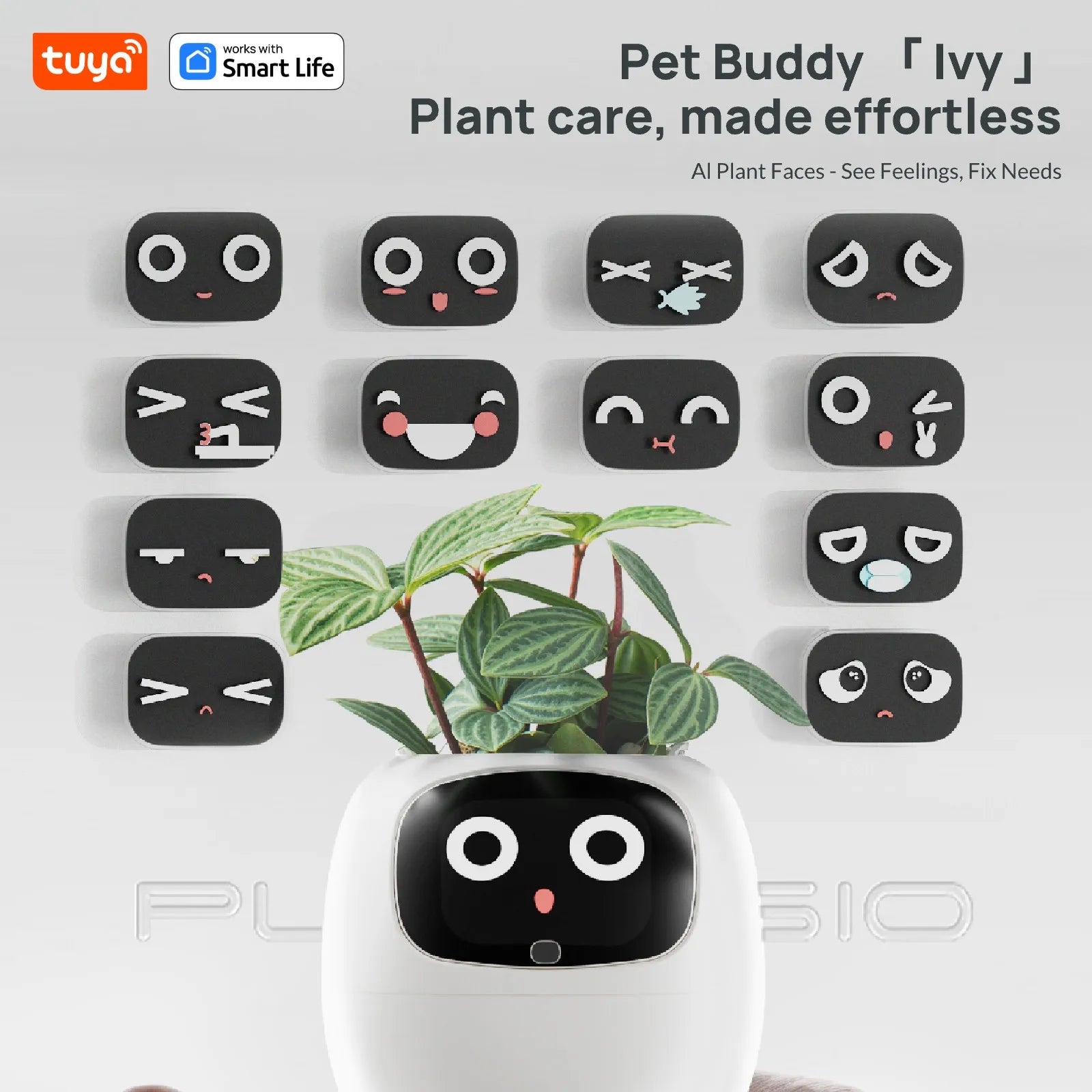 Pet Buddy lvy Plant care,made effortless, Al Plant Faces -See Feelings, Fix Needs  5 Interactive Gestures Unlocka Playful Life